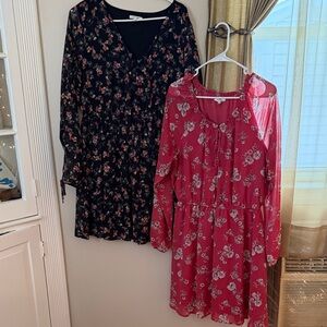 Floral Black and Pink Dresses